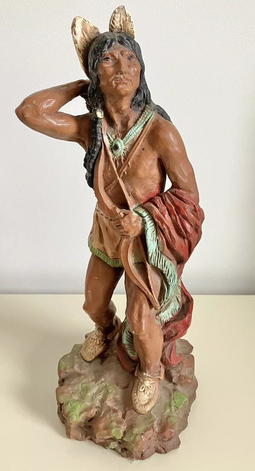 Unique Find 1976 Vintage Native American Indian Warrior Statue 14 Unique Find 1976 Vintage Native American Indian Warrior Statue 14