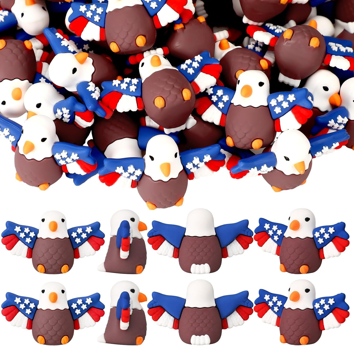 50 Pcs Mini Patriotic Eagle Duck Figurine Bulk Mini Blue and Red Bald 50 Pcs Mini Patriotic Eagle Duck Figurine Bulk Mini Blue and Red Bald
