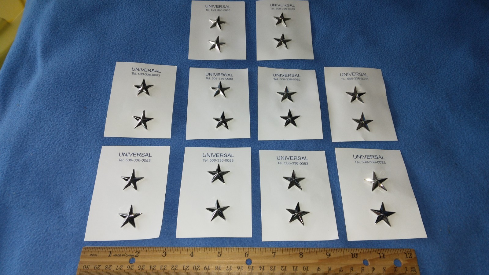 LOT OF 10 PAIRS OF - US MILITARY 1 STAR BRIGADIER GENERAL 1 INCH PINS - NEW P-23
