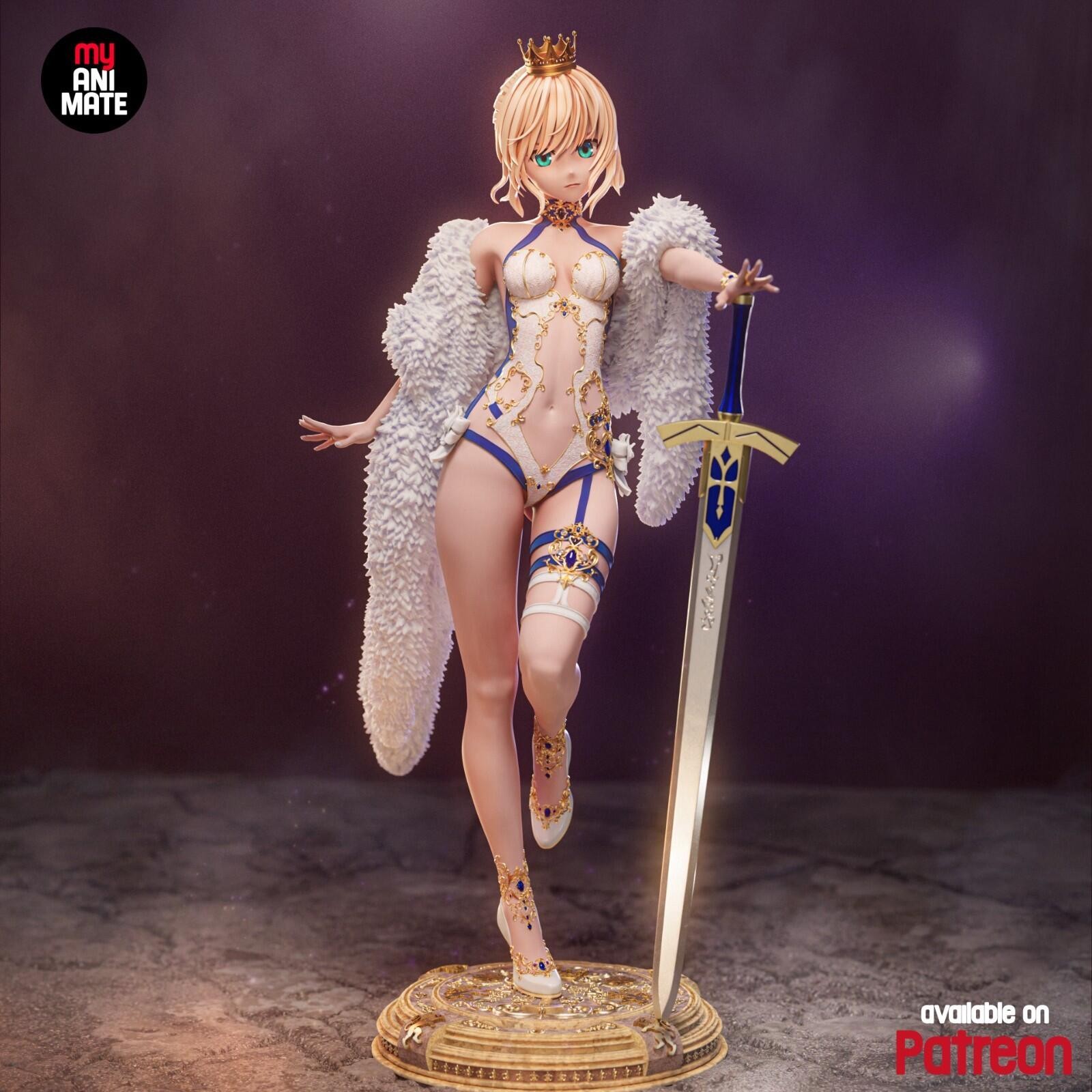 Saber Royal | Fate Series | 3D Printed Sculpture | Unpainted 1:8 Scale