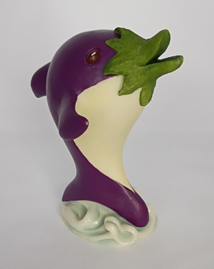 VTG Enesco Home Grown Collection Painted Resin Figurine Purple Eggplant Porpoise