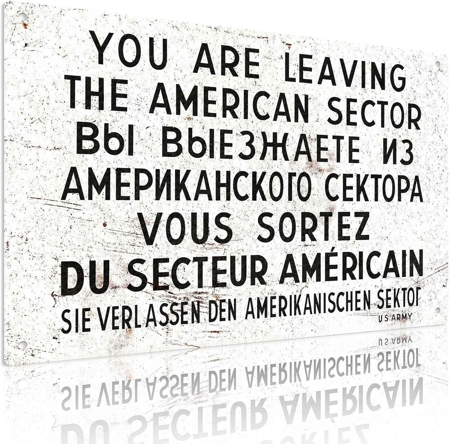 Vintage You Are Leaving The American Sector Tin Metal Signs Home Décor 8x12 Inch