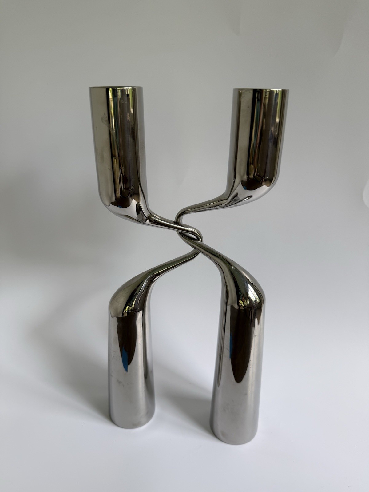 Vtg Mikaela Dörfel MENU Tango Danish Silver Chrome Candle Holders MCM Style 90s