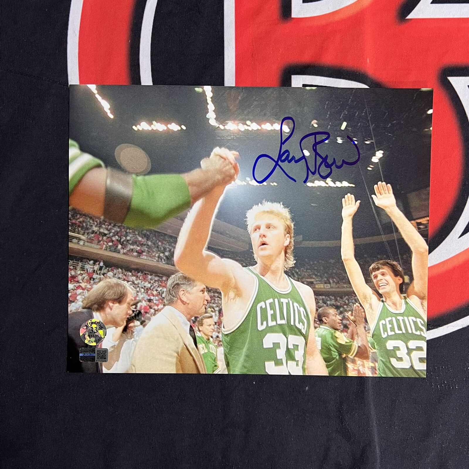 Larry Bird Signed 8x10 Photo High Five Boston Celtics Auto LB & Steiner CX