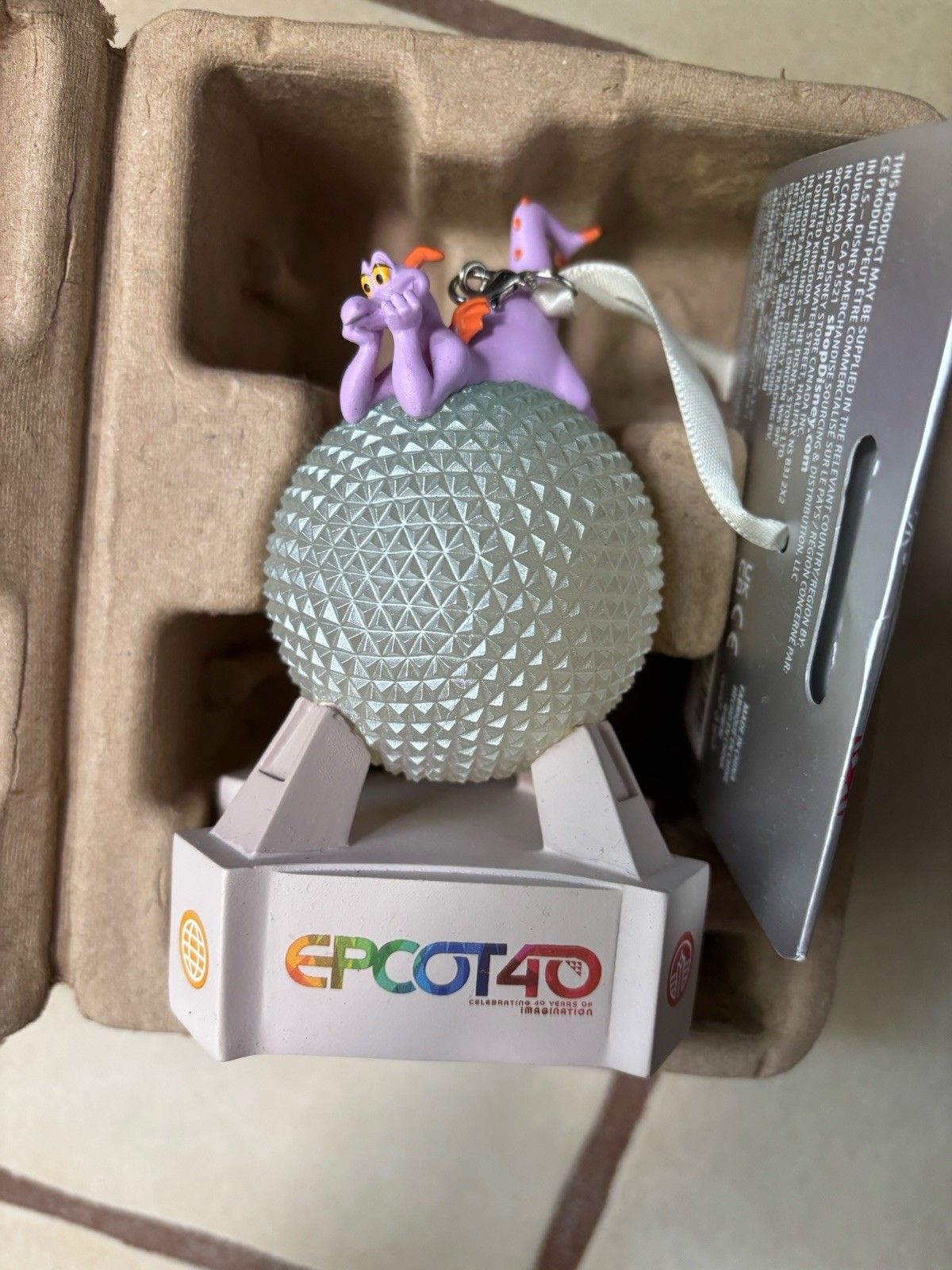 DISNEY PARKS EPCOT 40TH FIGMENT SPACESHIP EARTH LIGHT-UP CHRISTMAS ORNAMENT New
