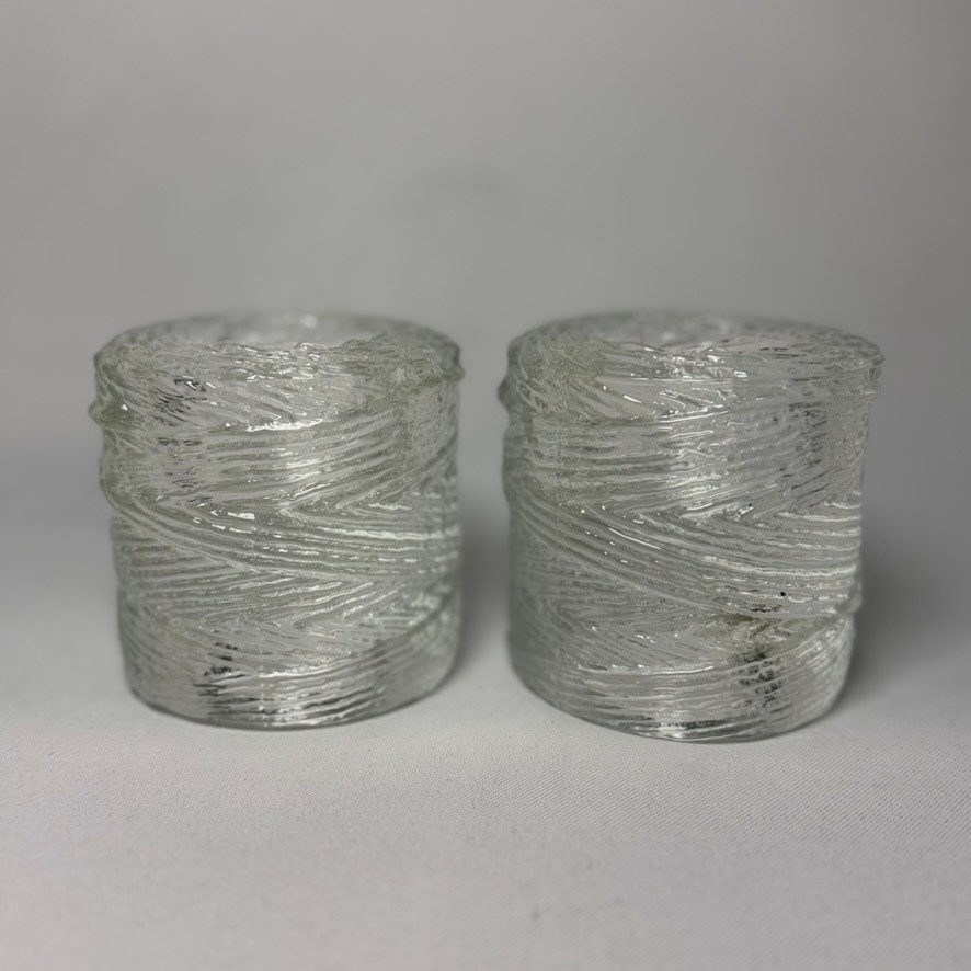 Set of 2 Simon Pearce Echo Lake Wrapped Glass Tealight Votive Candle Holders Set of 2 Simon Pearce Echo Lake Wrapped Glass Tealight Votive Candle Holders