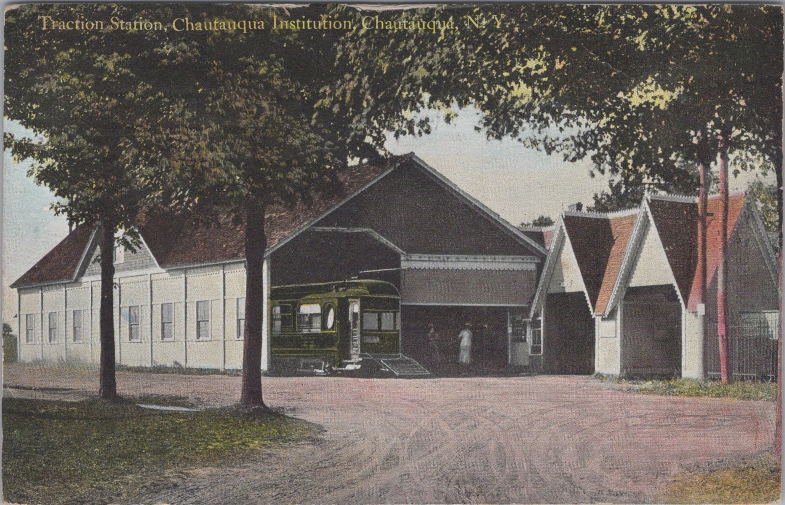 Traction Station Chautauqua Institution New York NY Trolley Depot 1914 Postcard