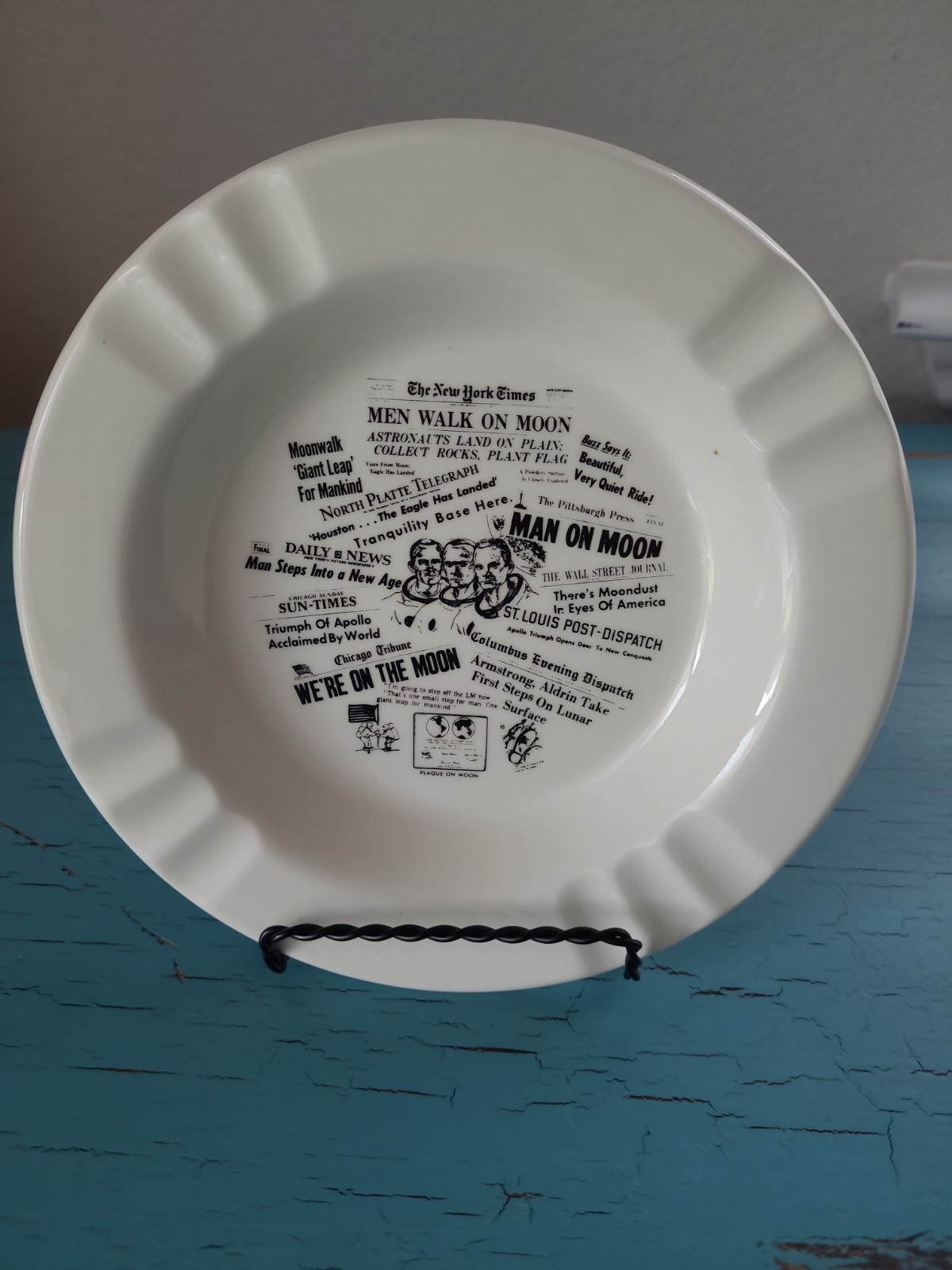 Vintage 1969 Apollo 11 Moon Landing Ashtray Kettlesprings Kilns NewsPaper Vintage 1969 Apollo 11 Moon Landing Ashtray Kettlesprings Kilns NewsPaper