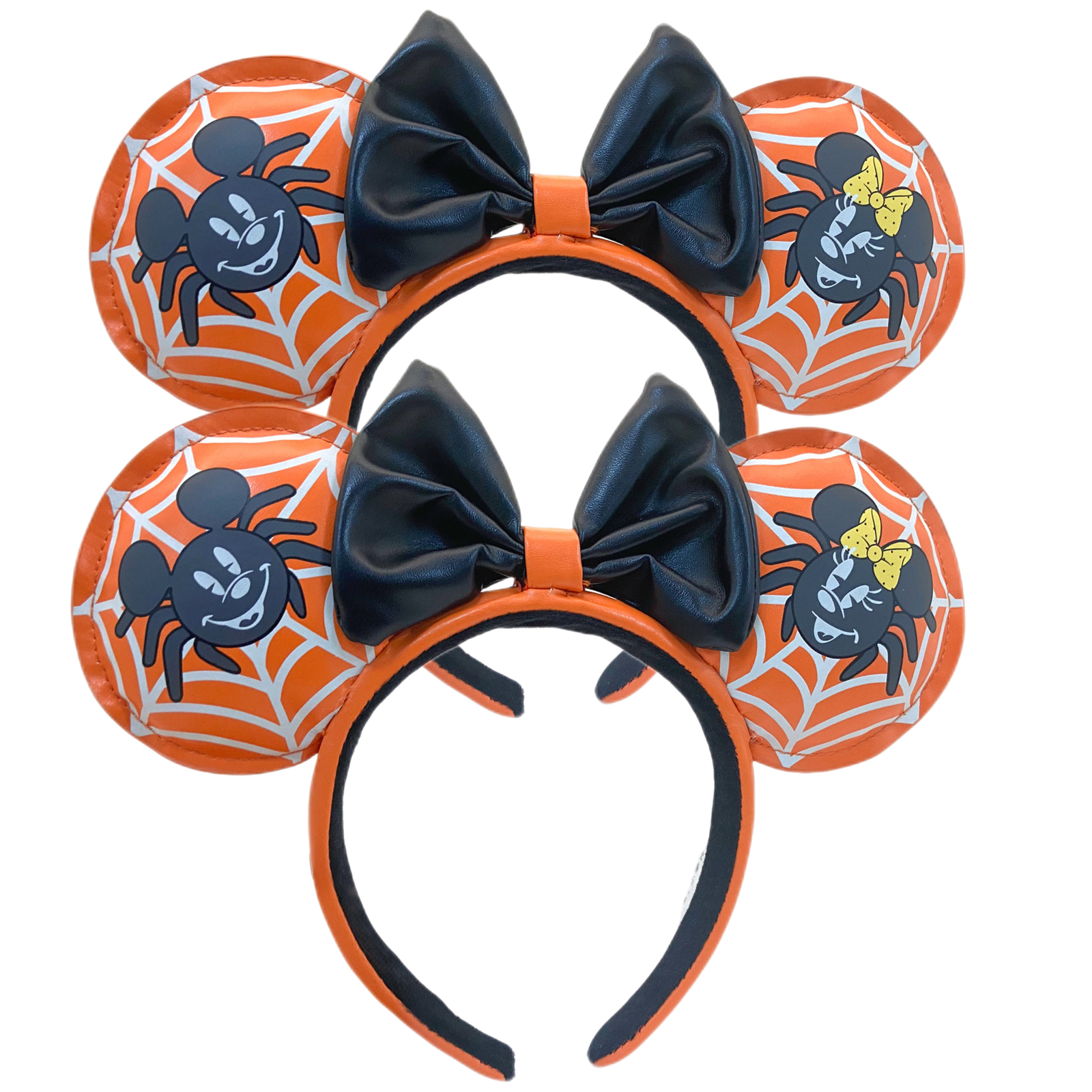 2 pcs Loungefly Halloween Mickey & Minnie Spider Ears Black Bow Disney- Headband