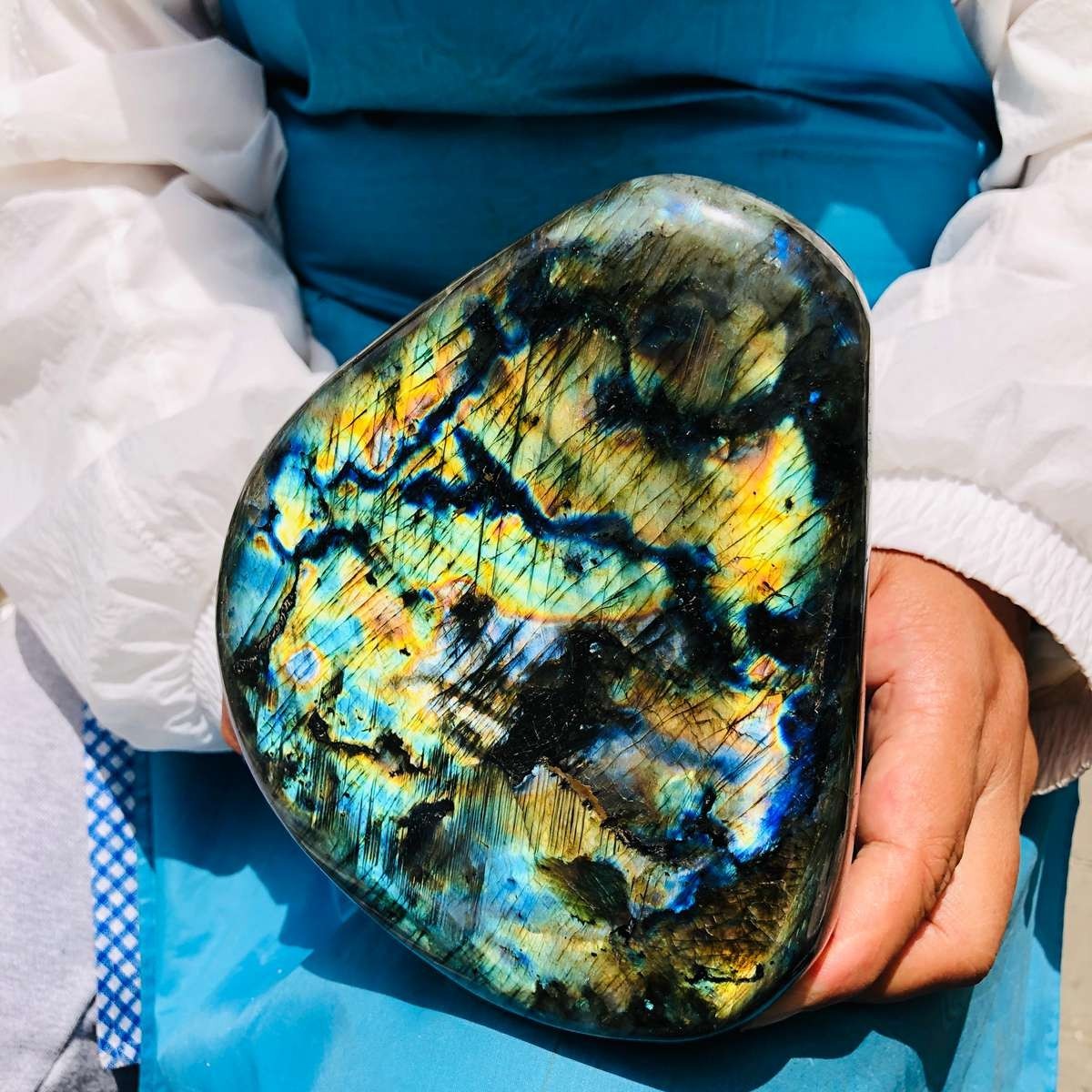 4.4LB Large Natural Gorgeous Labradorite Crystal Quartz Mineral Specimen Heals