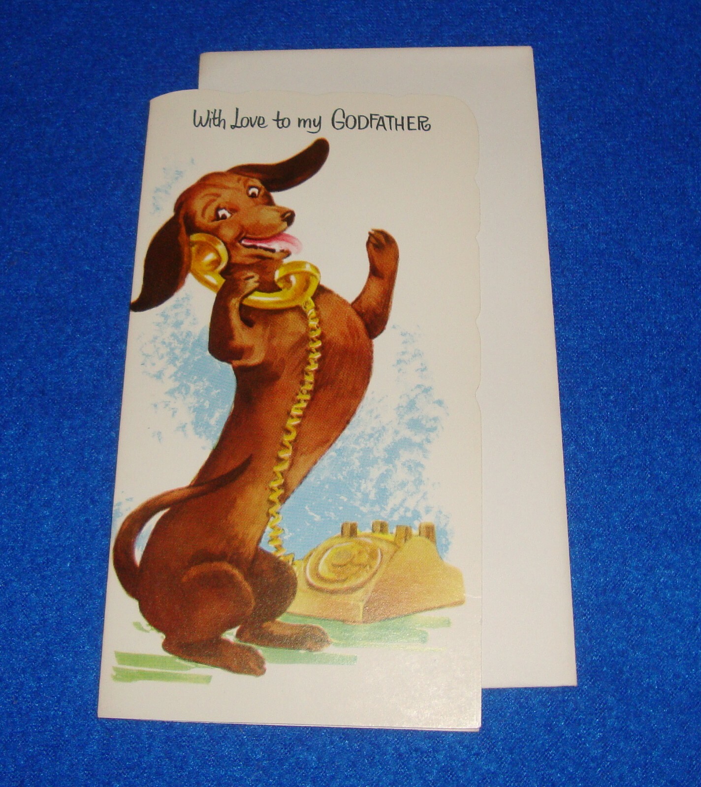 Vintage Father's Day Card & Envelope UNUSED - Unique Godfather Card Dog Theme