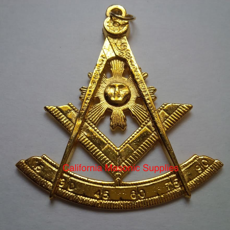 Past Master Golden Tone Jewel For Masonic Collar Regalia Freemasons Pendent 