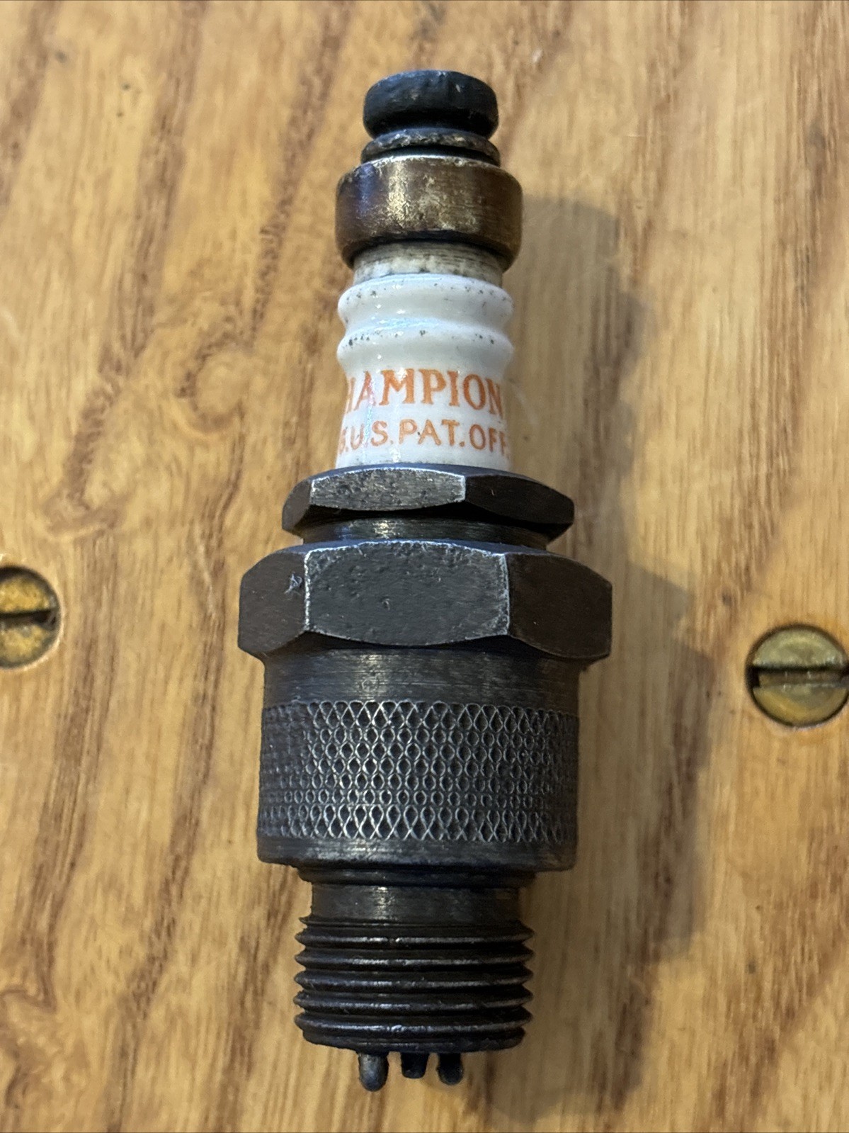 Vintage Champion Brass Top Hat 6 Com Spark Plug Two Piece Take Apart