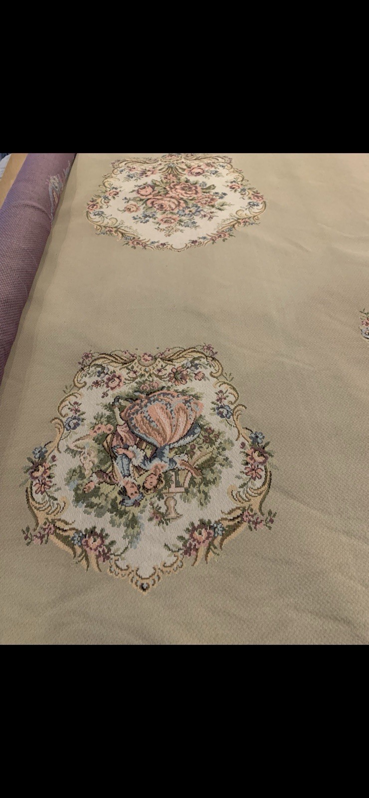Beautiful vintage French Aubusson-style jacquard woven upholstery fabric.