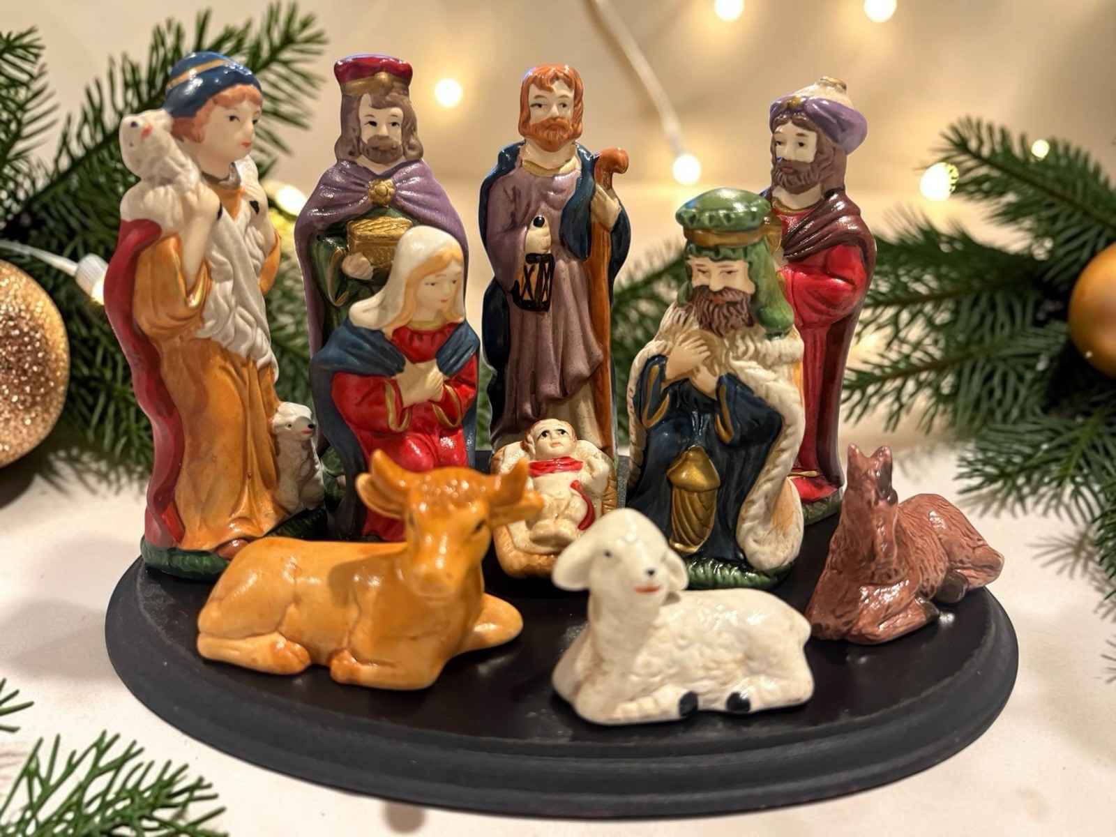 Vintage Kirklands Ceramic 4” Nativity Set 10 Figurines And 1 Base Christmas Vintage Kirklands Ceramic 4” Nativity Set 10 Figurines And 1 Base Christmas