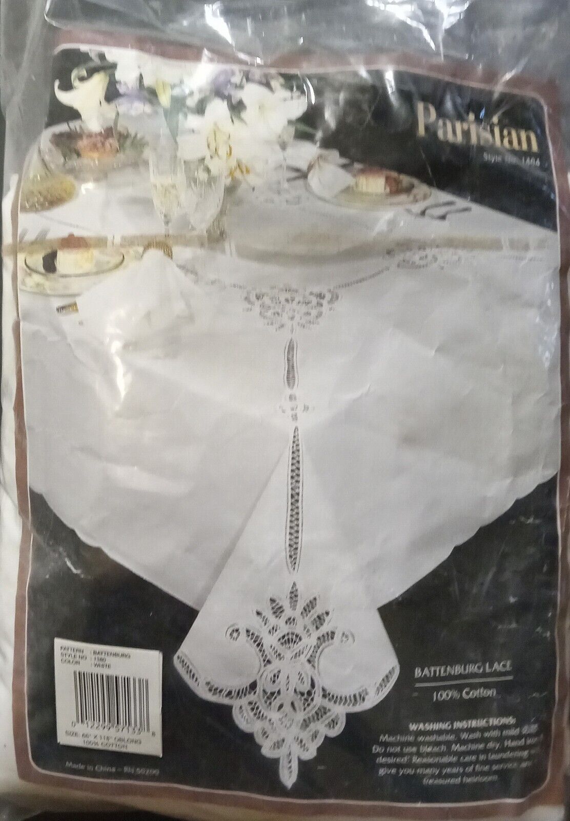 Battenburg Lace Tablecloth Set w 4 Napkins Oblong 66 x 118 White 100% Cotton New