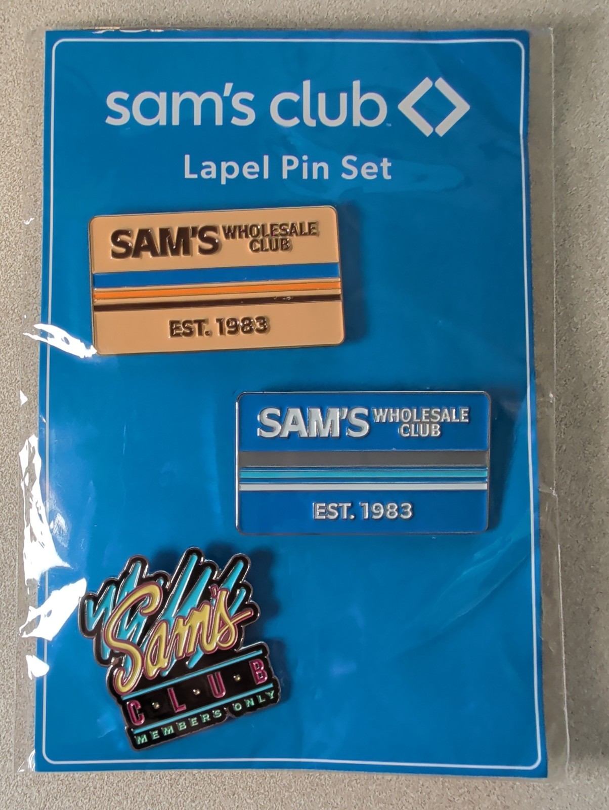 Sam\'s Club Lapel Pin Set 3 Pins Est. 1983 Wholesale Club Employee New