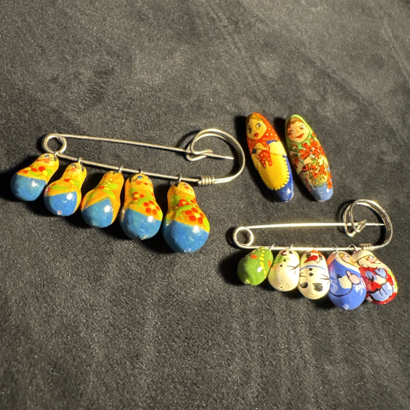 Vintage Russian Matryoshka Nesting Dolls Pin Brooch Hand Painted Lot Vintage Russian Matryoshka Nesting Dolls Pin Brooch Hand Painted Lot