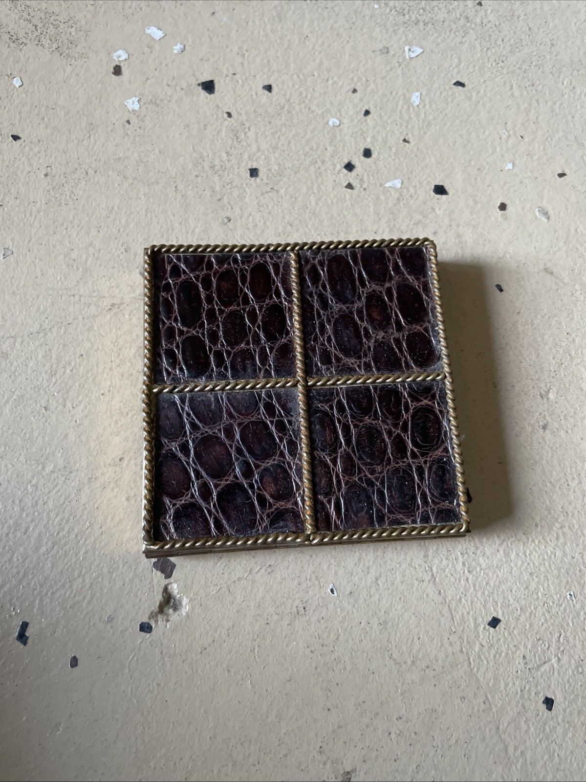 Vintage Volupte Alligator skin Compact Mirror Powder Makeup