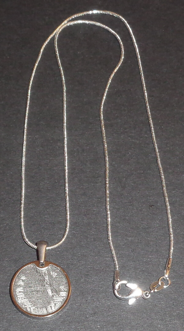 Meteorite Pendant with 20 Inch Silver Chain Necklace Aletai Meteorite with COA