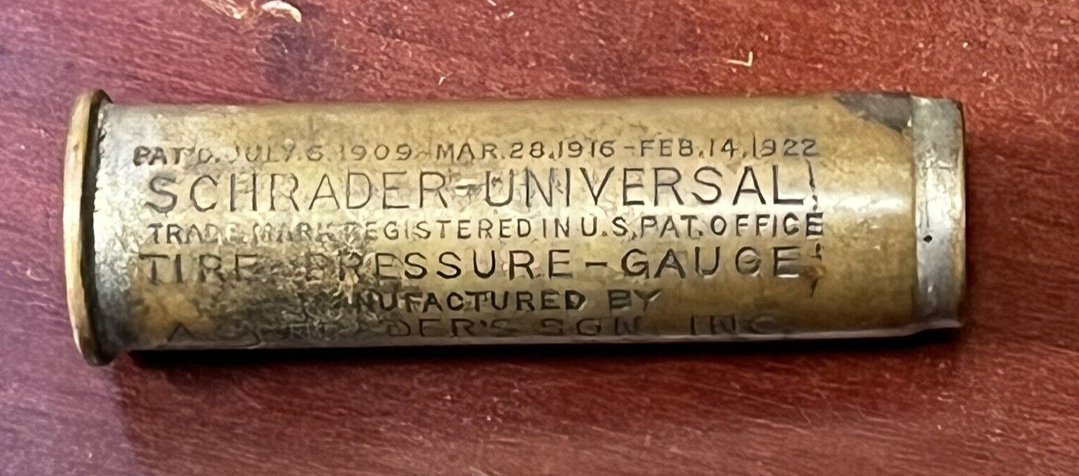 Vintage Schrader Universal Tire Pressure Gauge Son Inc Brooklyn NY (10D)
