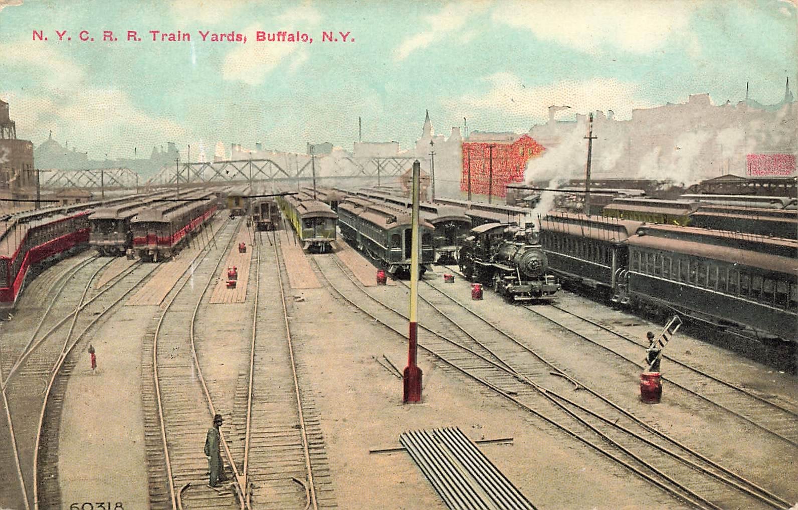 NEW YORK POSTCARD: N.Y. C.R.R. TRAIN YARDS, BUFFALO, NY