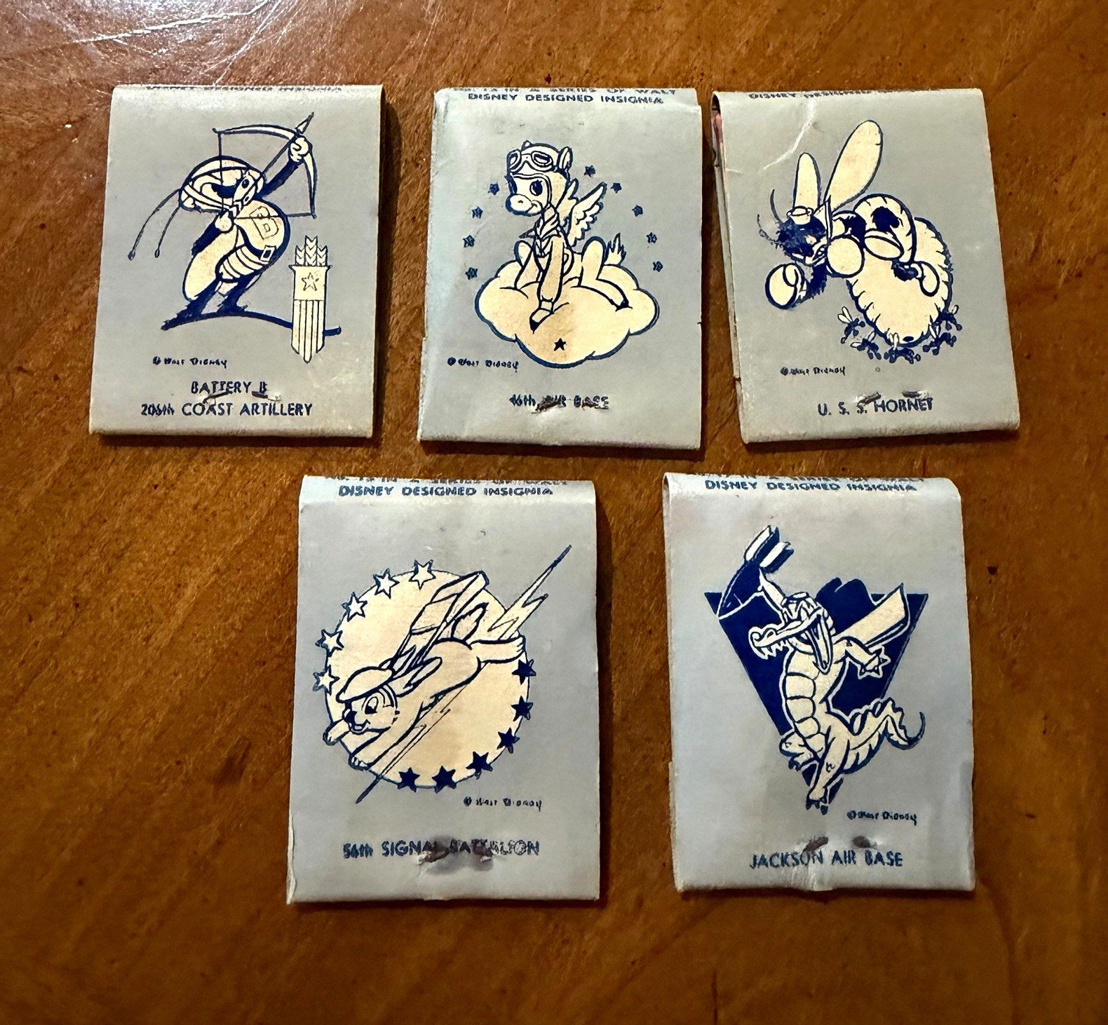 Vintage World War 2  Disney Pepsi Matchbooks WWII Military Insignia