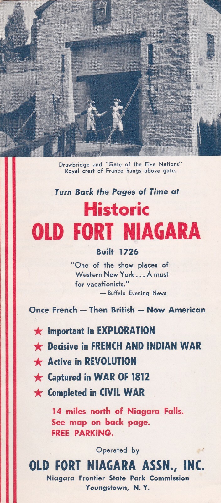 1950\'s Old Fort Niagara Youngstown New York Brochure