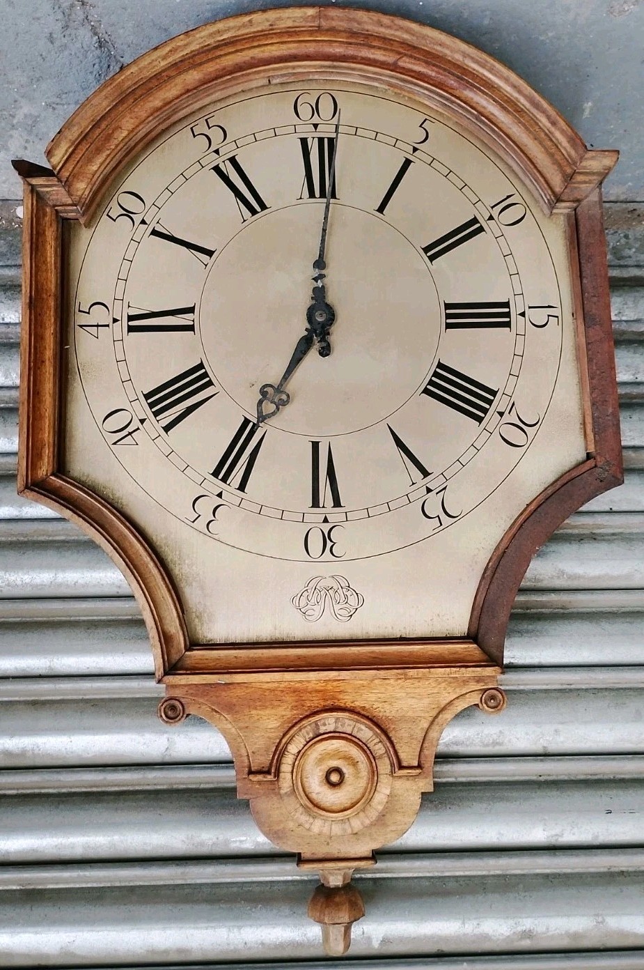 Large Vintage Electric Wall Clock Solid Wood 73cm Roman Numeral Restoration 