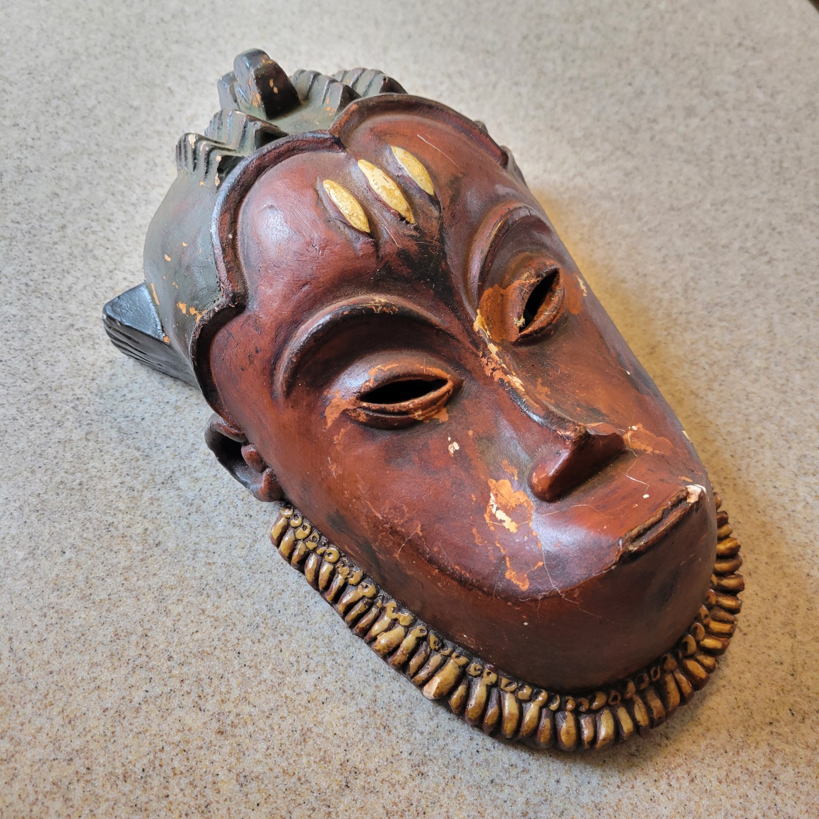Authentic Baule Carved Wood Tribal Mask Ivory Coast Côte d\'Ivoire West Africa