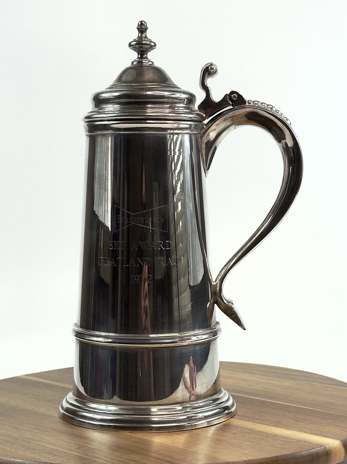 Vtg 1972 Budweiser Ski Award Flatland Race Tankard Trophy Stein Webster Wilcox