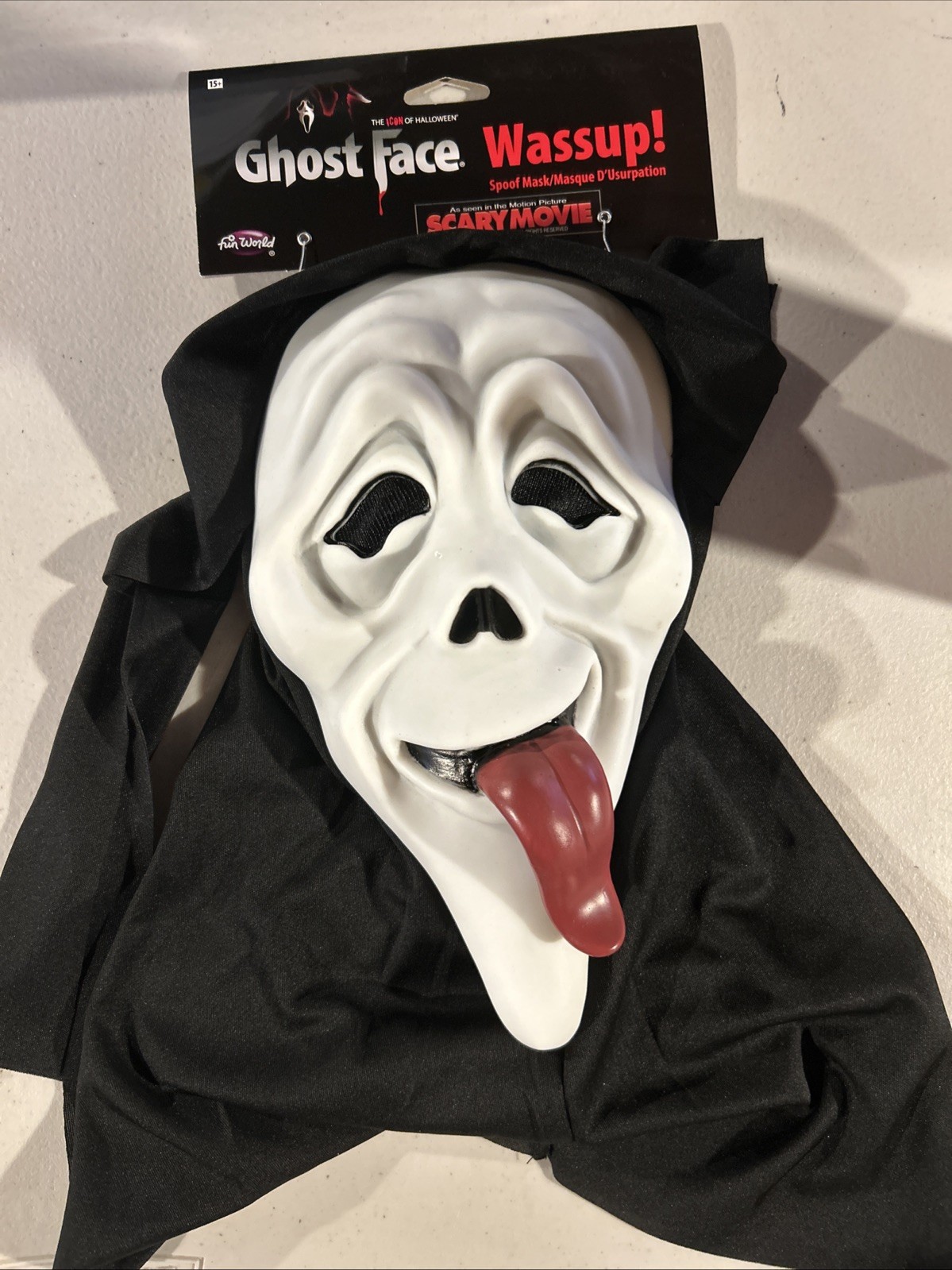 SCARY MOVIE WASSUP GHOST FACE STONED TONGUE COSTUME MASK . Scream Movie