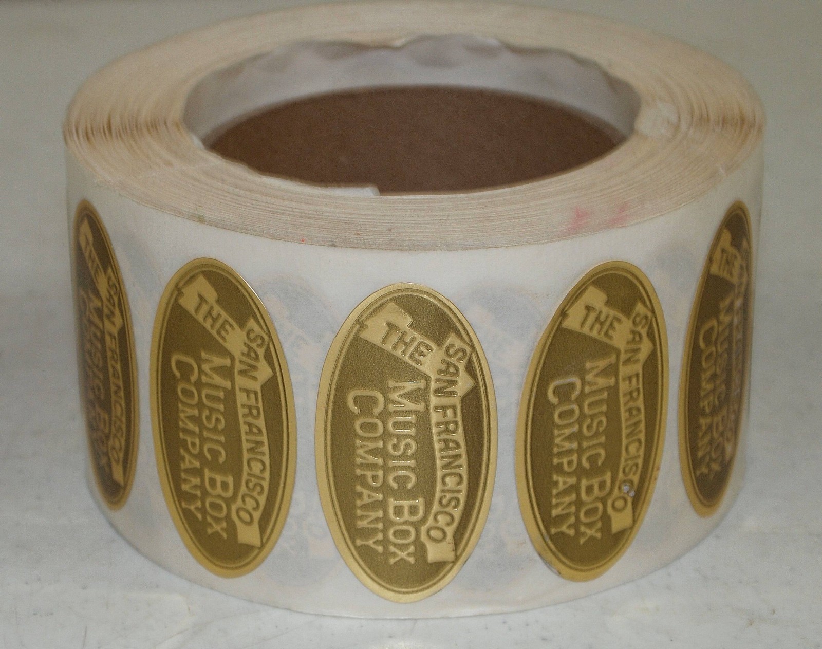 NOS Rare Vtg Commercial Employee SAN FRANCISCO MUSIC BOX GOLD STICKERS ROLL