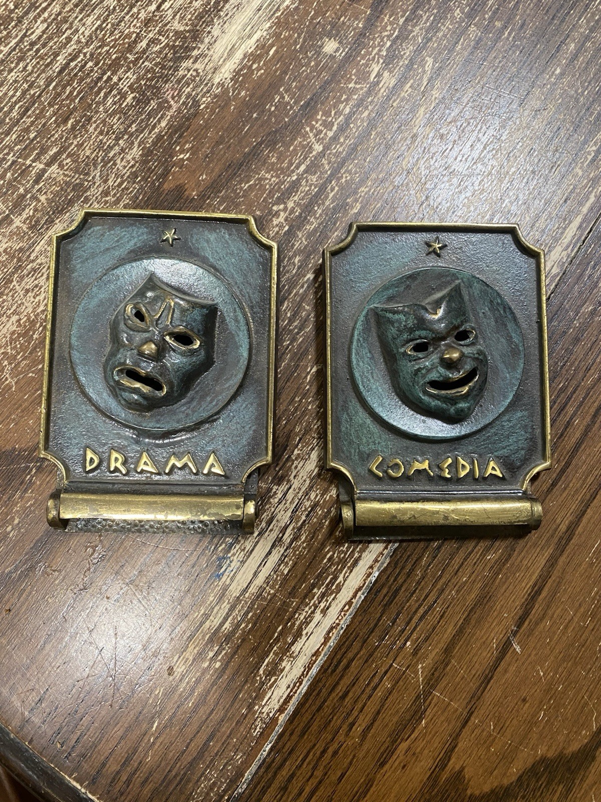 bookends vintage antique metal Comedy And Drama Theater Masks bookends vintage antique metal Comedy And Drama Theater Masks
