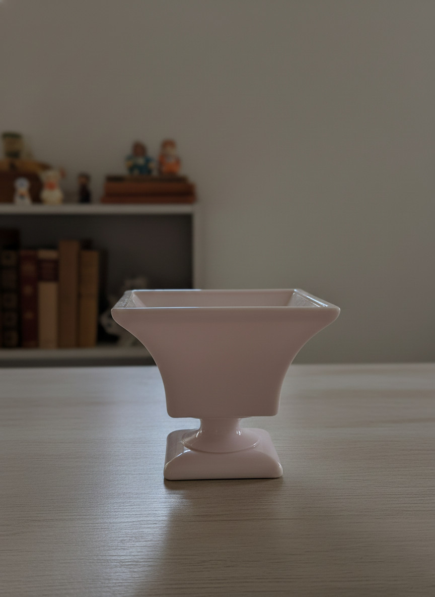 NAPCO Pink Milk Glass Planter, Vintage Pink Footed Vase