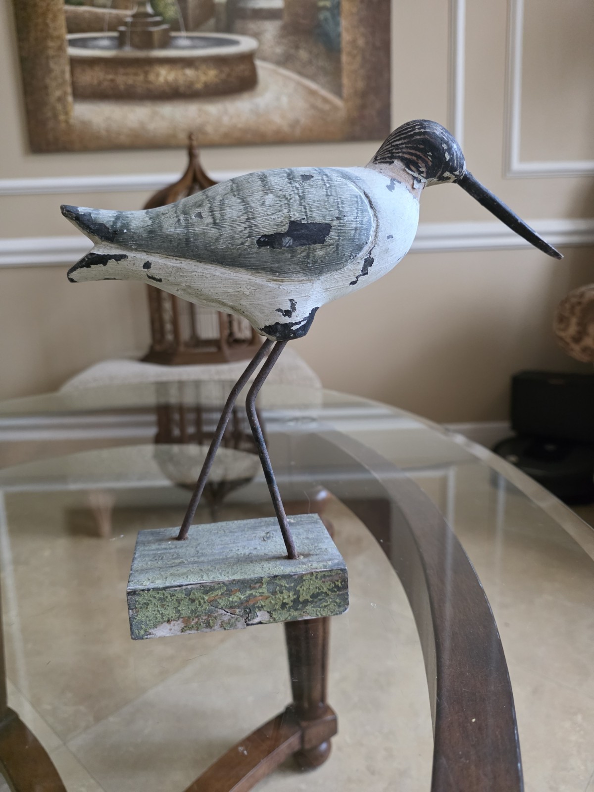 Vintage Carved Wooden Shorebird Figurine 9.5 Vintage Carved Wooden Shorebird Figurine 9.5