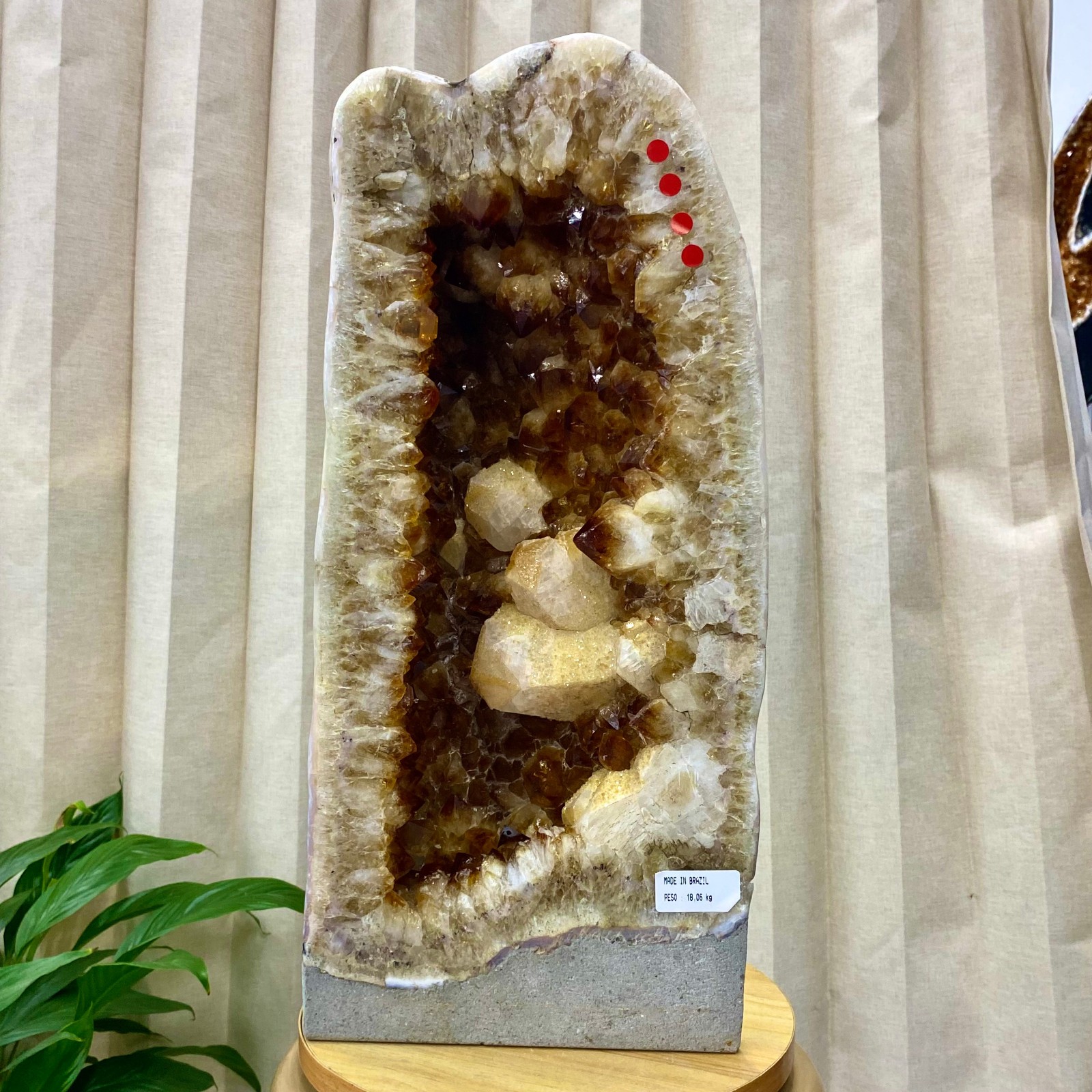 39.79LB Natural agate citrine geode quartz cluster crystal Cathedral specimen