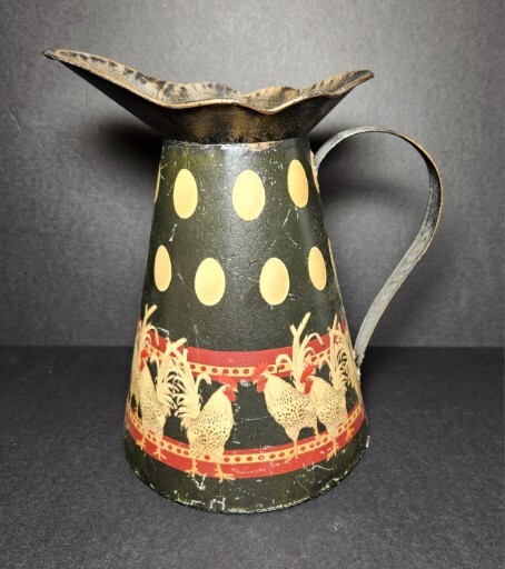 Vintage Pitcher Rooster & Chicken Decor