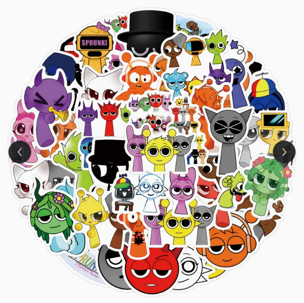 SPRUNKI Incredibox - 55 STICKERS No Duplicates - Random Sprunki Stickers Gift S