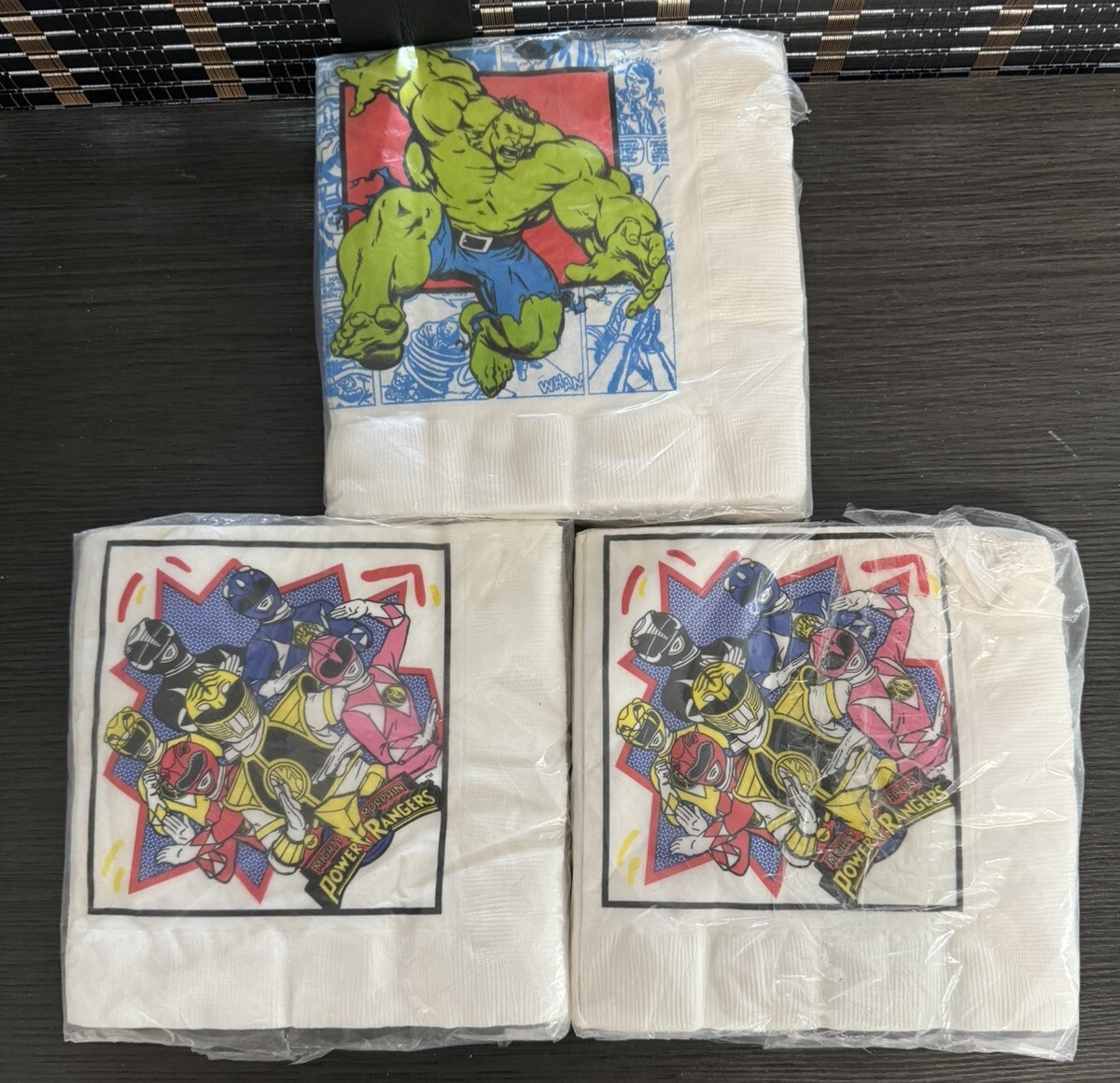 Vintage 1995 POWER RANGERS HULK  FANTASTIC FOUR Party Napkins Lot 16ct x3