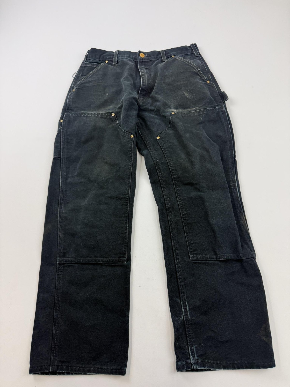 Vintage Carhartt Pants Mens 32x30 Black Relaxed Fit Double Knee Canvas USA Made