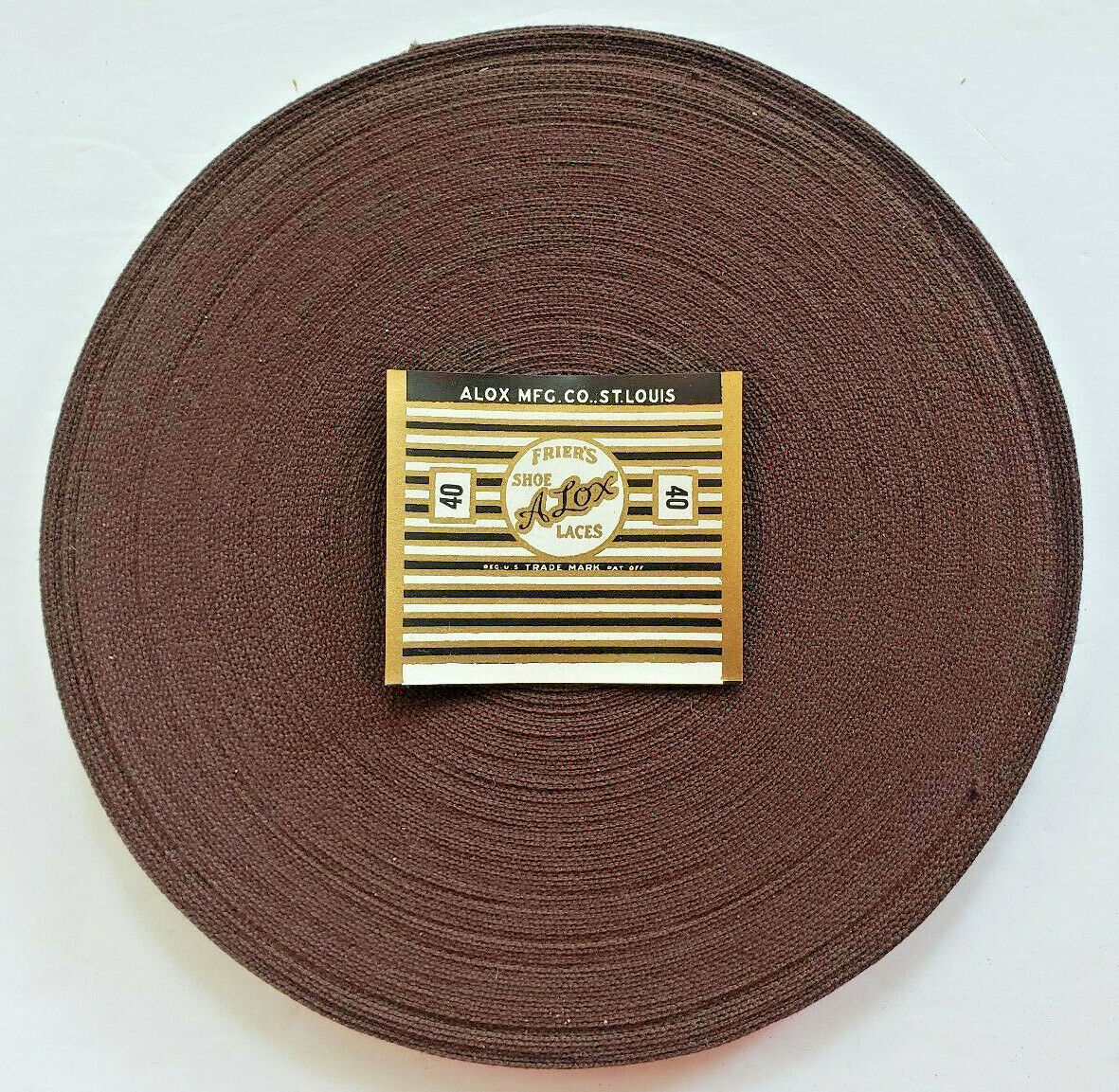 Vintage Alox Brown Shoe Lace Spool about 1940's New Old Stock New