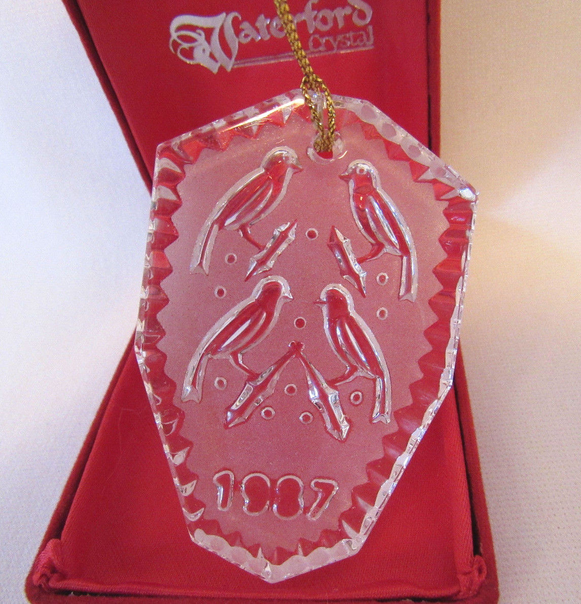 VINTAGE 1987 WATERFORD CRYSTAL FOUR CALLING BIRDS 12 DAYS OF CHRISTMAS ORNAMENT