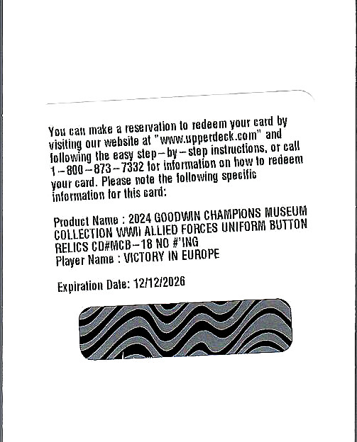 2024 Goodwin Champions Museum Collection WWII Victory in Europe Uniform Button 2024 Goodwin Champions Museum Collection WWII Victory in Europe Uniform Button