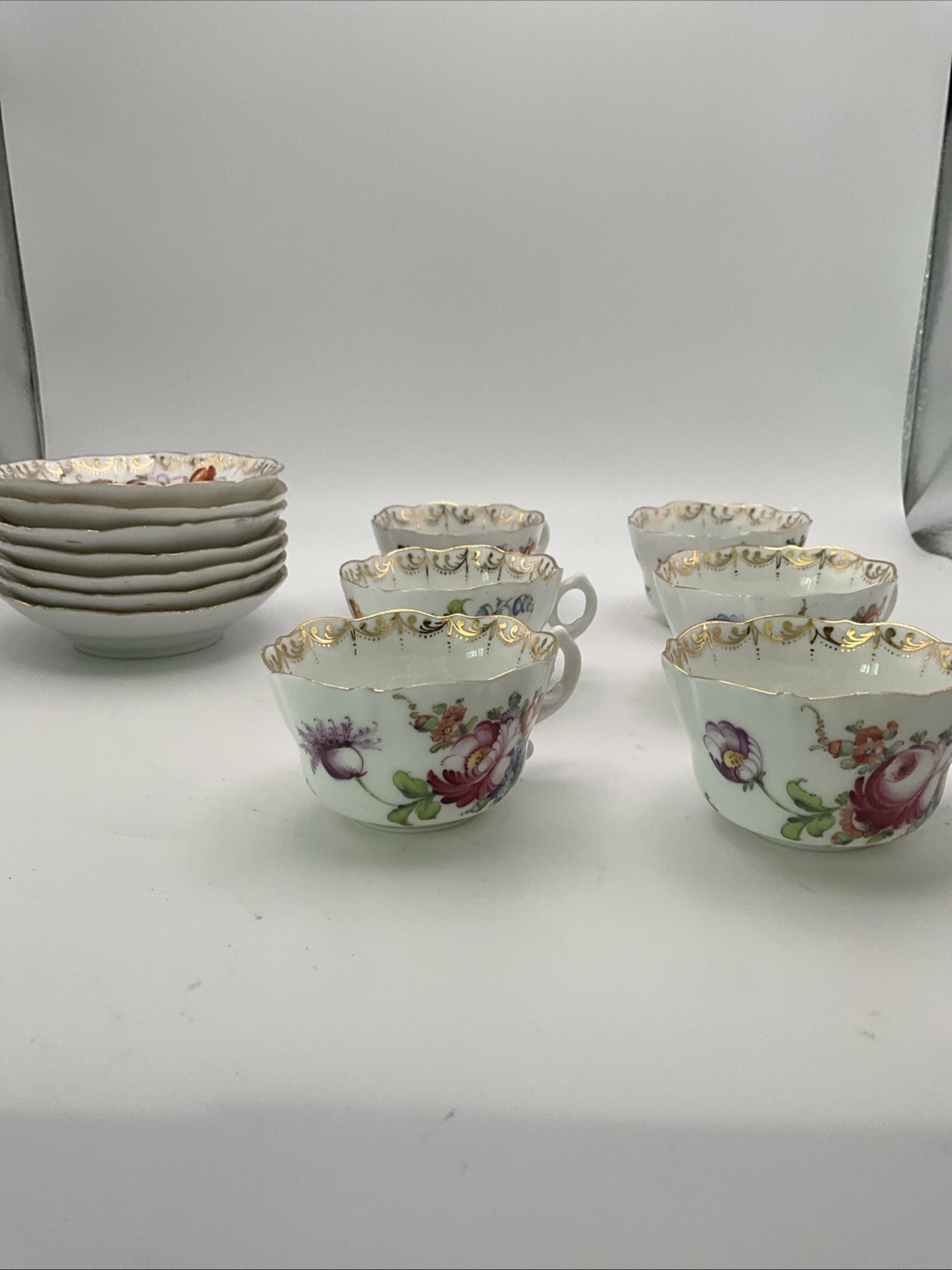 Antique German Louis Lovinsohn & P Donath 13 Pc Tea Set 6 Cups 7 Saucers
