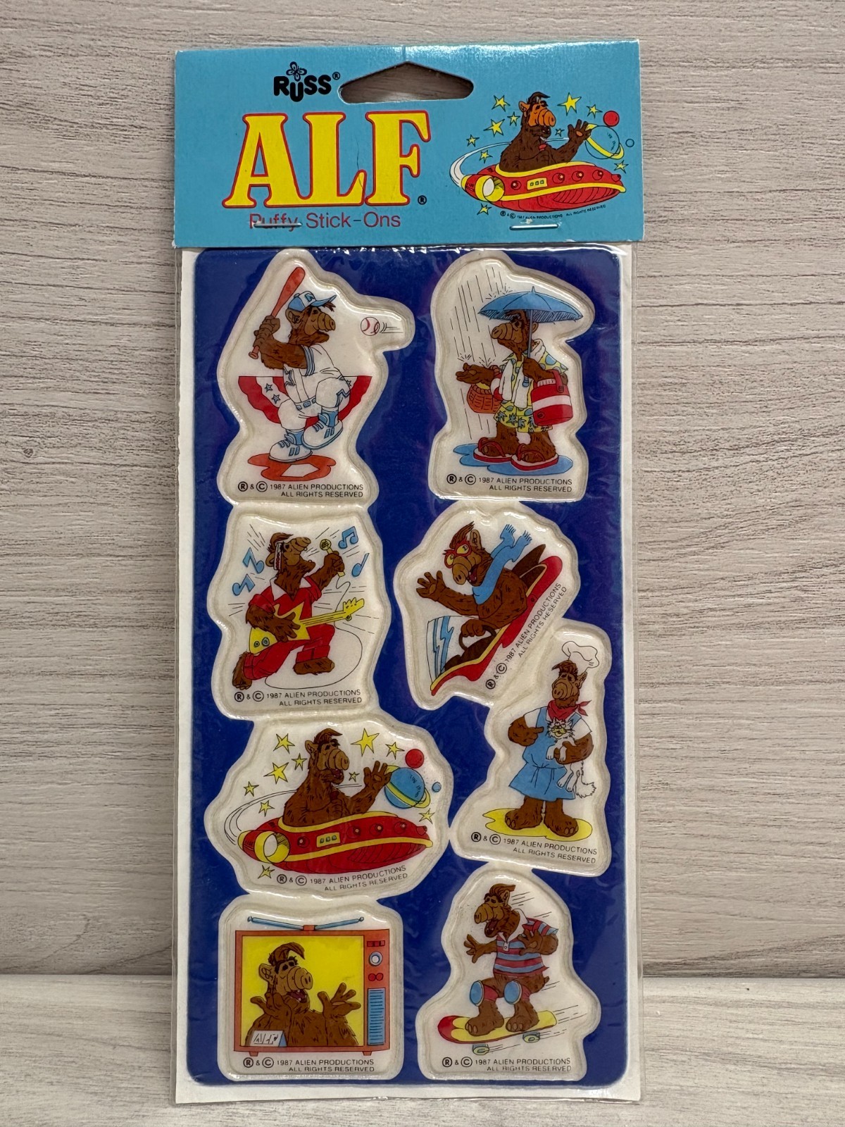 Vintage ALF Russ Puffy Stick-Ons - 1987 Alien Productions - Stickers