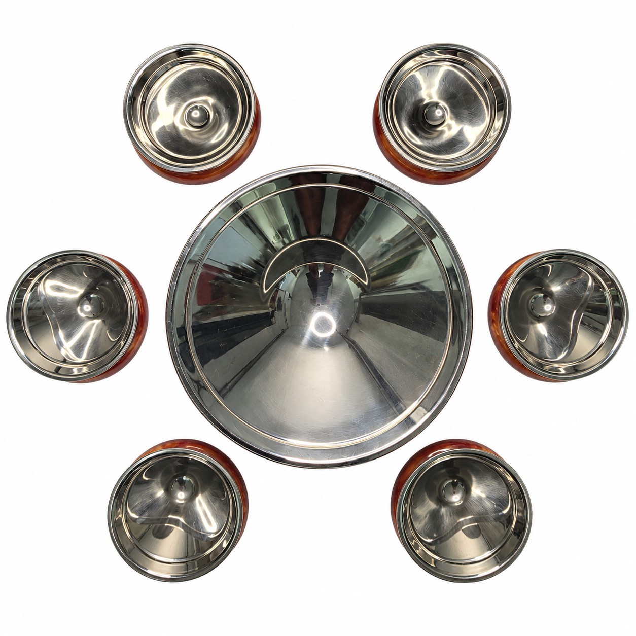 GOTTINGHEN Macedonia Ice Cream Set Design F. Tibaldo Vintage Steel Resin 7 Pcs