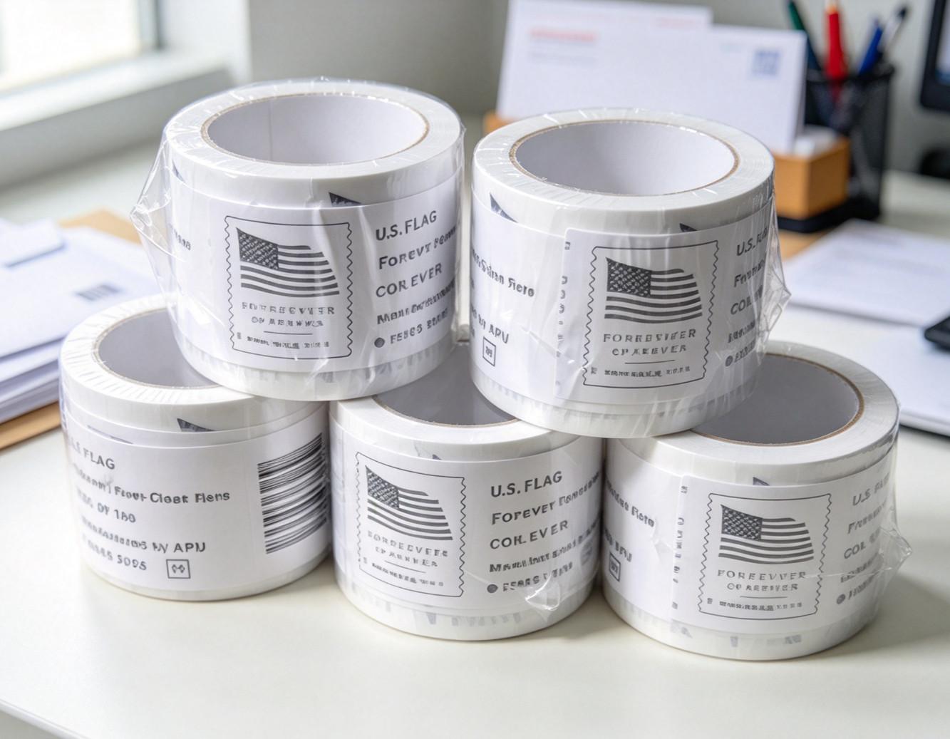 20 Rolls, 100 Per Roll 2026 US Flag (Brand new, unopened)2000PCS 20 Rolls, 100 Per Roll 2026 US Flag (Brand new, unopened)2000PCS
