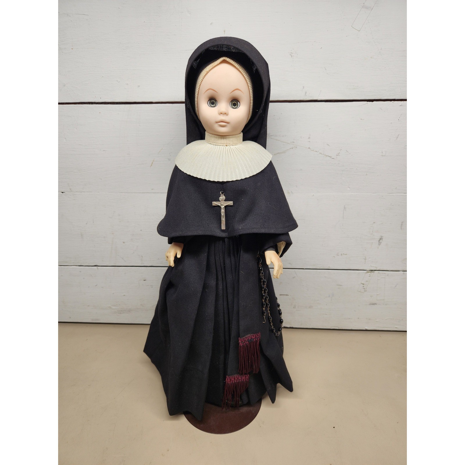 Vintage Genuine Nun Doll 1985 Catholic Religious Habit Rosary Crucifix Figure