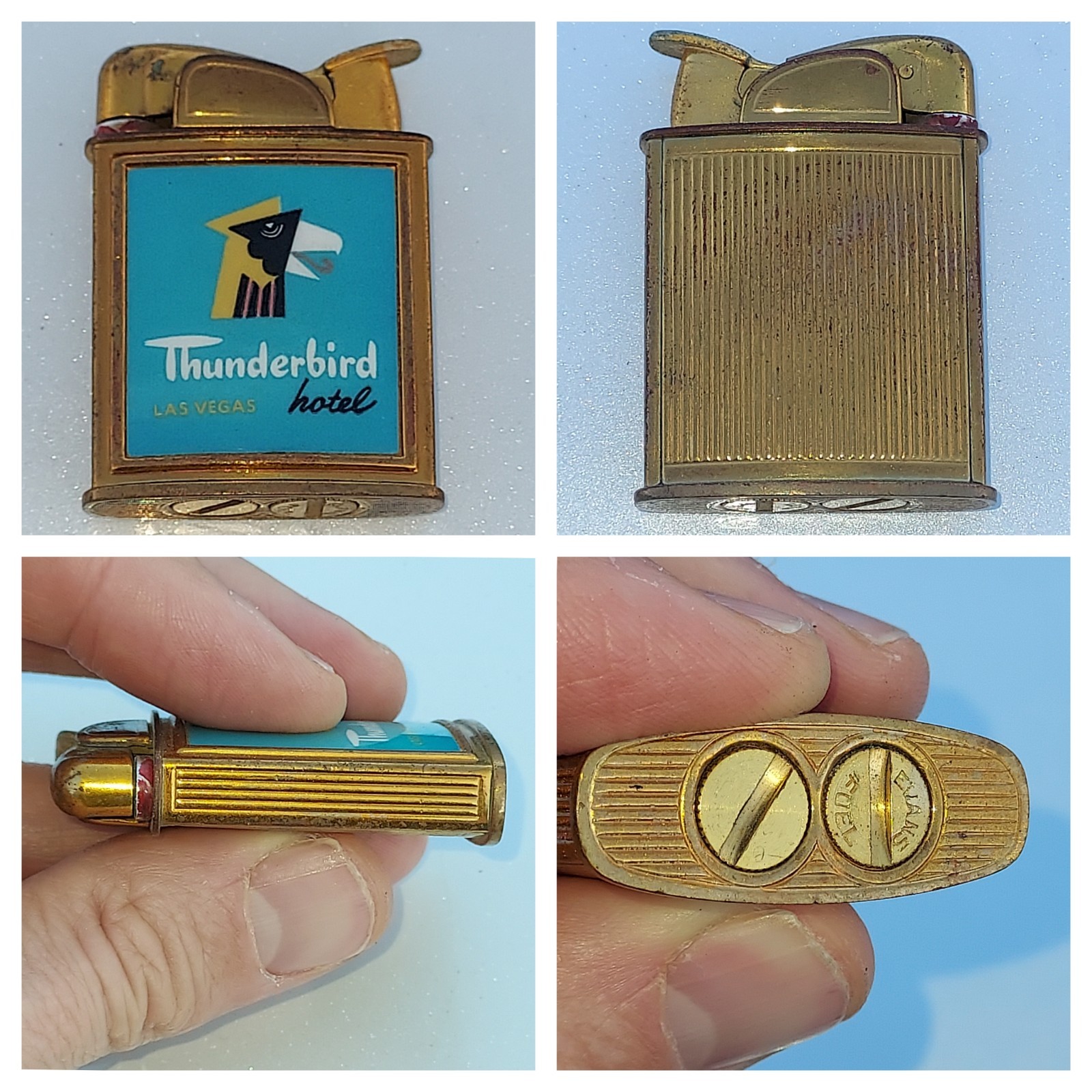 Vtg 1950\'s Evans Automatic Lighter Thunderbird Hotel Casino Las Vegas Enamel Vtg 1950\'s Evans Automatic Lighter Thunderbird Hotel Casino Las Vegas Enamel
